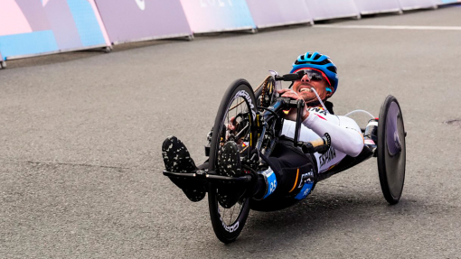 Sergio Garrote en la carrera de contrarreloj H2 de los Juegos Paralímpicos de París 2024